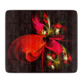 Red Green Floral Modern Abstrakt Art Pattern #02 Schneidebrett (Vorderseite)