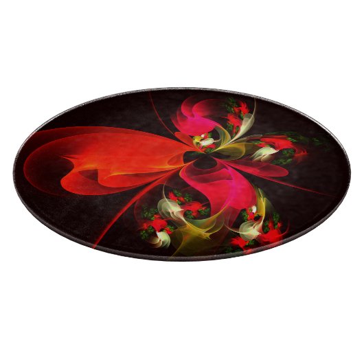 Red Green Floral Modern Abstrakt Art Pattern #02 Schneidebrett (Ecke)