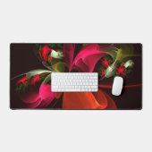 Red Green Floral Modern Abstrakt Art Pattern #02 Schreibtischunterlage (Tastatur & Maus)