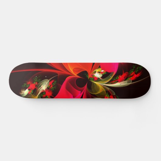 Red Green Floral Modern Abstrakt Art Pattern #02 Skateboard (Horizontal)