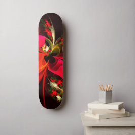 Red Green Floral Modern Abstrakt Art Pattern #02 Skateboard