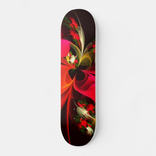 Red Green Floral Modern Abstrakt Art Pattern #02 Skateboard (Vorderseite)