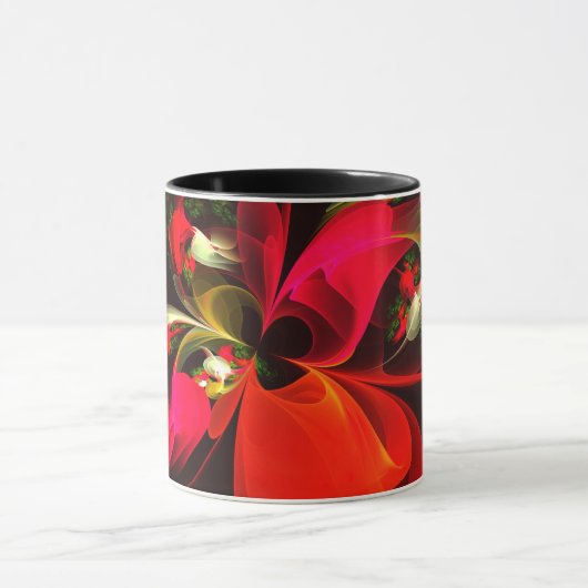 Red Green Floral Modern Abstrakt Art Pattern #02 Tasse (Zentrum)