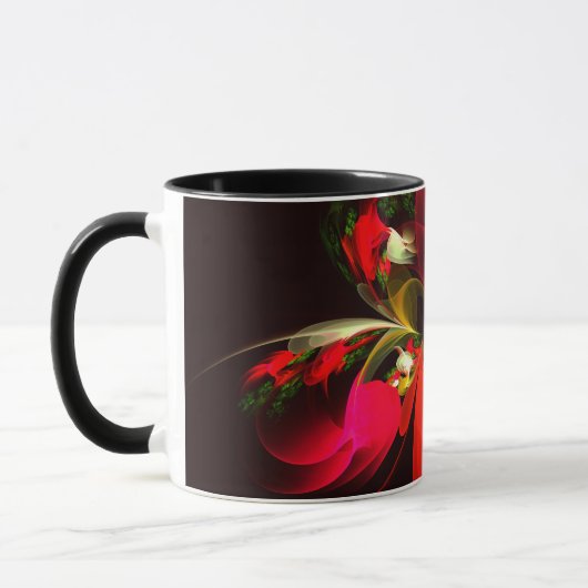 Red Green Floral Modern Abstrakt Art Pattern #02 Tasse (Links)