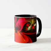 Red Green Floral Modern Abstrakt Art Pattern #02 Tasse (VorderseiteRechts)