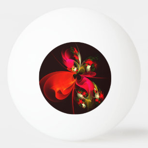 Red Green Floral Modern Abstrakt Art Pattern #02 Tischtennisball