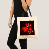 Red Green Floral Modern Abstrakt Art Pattern #02 Tragetasche (Vorderseite (Produkt))