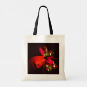 Red Green Floral Modern Abstrakt Art Pattern #02 Tragetasche (Rückseite)