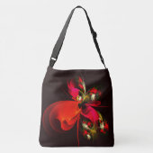 Red Green Floral Modern Abstrakt Art Pattern #02 Tragetaschen Mit Langen Trägern (Rückseite)