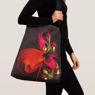 Red Green Floral Modern Abstrakt Art Pattern #02 Tragetaschen Mit Langen Trägern