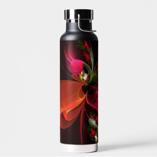 Red Green Floral Modern Abstrakt Art Pattern #02 Trinkflasche (Links)