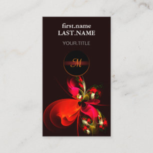 Red Green Floral Modern Abstrakt Art Pattern #02 Visitenkarte