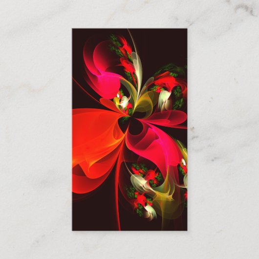 Red Green Floral Modern Abstrakt Art Pattern #02 Visitenkarte (Vorderseite)