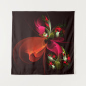 Red Green Floral Modern Abstrakt Art Pattern #02 Wandteppich (Vorderseite)