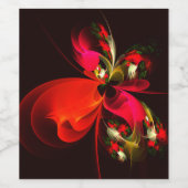 Red Green Floral Modern Abstrakt Art Pattern #02 Weinetikett (Einzelnes Label)