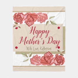 Red Green Floral Moderne Elegante Happy Mothers Da Fleecedecke