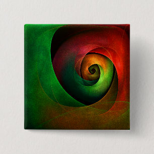 Red Green Floral Modernes Abstraktes Kunstmuster # Button