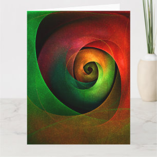Red Green Floral Modernes Abstraktes Kunstmuster # Dankeskarte