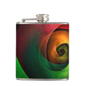 Red Green Floral Modernes Abstraktes Kunstmuster # Flachmann (Vorderseite)