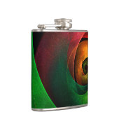 Red Green Floral Modernes Abstraktes Kunstmuster # Flachmann (Rechts)