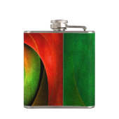 Red Green Floral Modernes Abstraktes Kunstmuster # Flachmann (Rückseite)