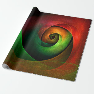 Red Green Floral Modernes Abstraktes Kunstmuster # Geschenkpapier