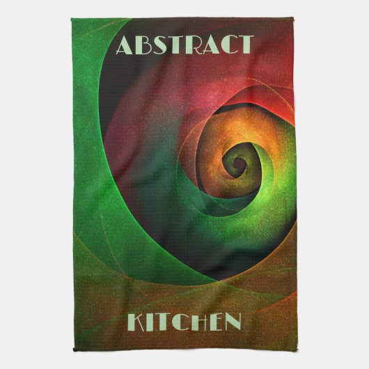 Red Green Floral Modernes Abstraktes Kunstmuster # Geschirrtuch (Vertikal)