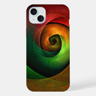 Red Green Floral Modernes Abstraktes Kunstmuster # iPhone 15 Plus Hülle