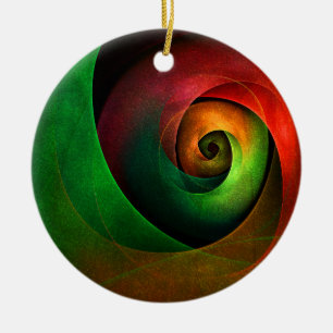 Red Green Floral Modernes Abstraktes Kunstmuster # Keramik Ornament