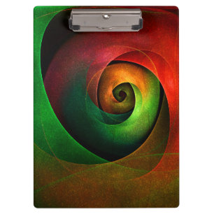 Red Green Floral Modernes Abstraktes Kunstmuster # Klemmbrett