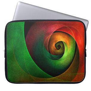 Red Green Floral Modernes Abstraktes Kunstmuster # Laptopschutzhülle