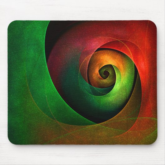 Red Green Floral Modernes Abstraktes Kunstmuster # Mousepad (Vorne)