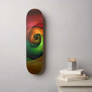 Red Green Floral Modernes Abstraktes Kunstmuster # Skateboard
