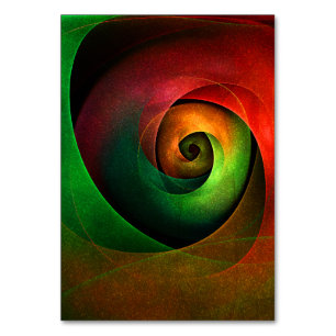 Red Green Floral Modernes Abstraktes Kunstmuster # Tischnummer