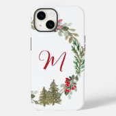 Red Green Floral Monogram Case-Mate iPhone Hülle (Rückseite)