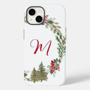 Red Green Floral Monogram Case-Mate iPhone 14 Hülle