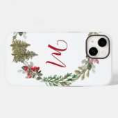 Red Green Floral Monogram Case-Mate iPhone Hülle (Rückseite (Horizontal))
