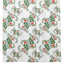 Red Green Floral Nahtloses Neujahr Xmas Weiß Duschvorhang