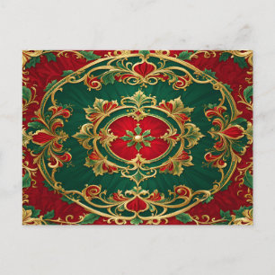 Red Green Floral Weihnachtsfeiertag Postkarte