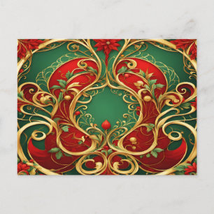 Red Green Floral Weihnachtsfeiertag Postkarte