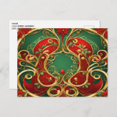 Red Green Floral Weihnachtsfeiertag Postkarte (Vorne/Hinten)