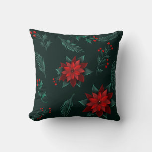 Red Green Floral Weihnachtsfest Pattern Wrappin Kissen