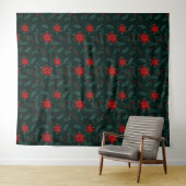 Red Green Floral Weihnachtsfest Pattern Wrappin Wandteppich (Beispiel (Horizontal))