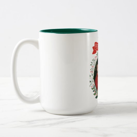 Red&Green frohe Weihnachten mit fröhlicher Tasse (Links)