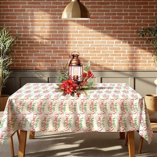 Red & Green Frohe Weihnachts Retro Typografie Tischdecke