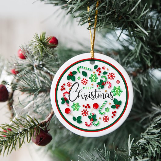 Red Green frohe Weihnachtsfeier Runde Keramik Ornament
