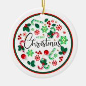 Red Green frohe Weihnachtsfeier Runde Keramik Ornament (Vorne)