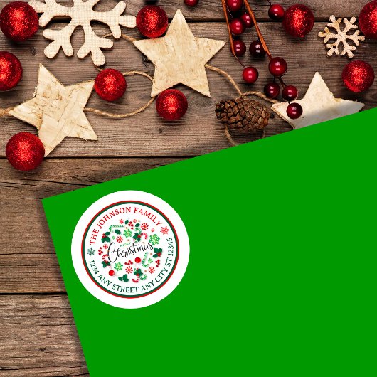 Red Green Frohe Weihnachtskreide Rücksendeadresse Runder Aufkleber