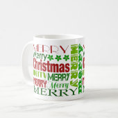 Red & Green Frohe Weihnachtstypografie Tasse (Vorderseite Links)