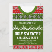 Red Green Funny Tacky Ugly Sweater Weihnachts-Part Einladung (Vorderseite)